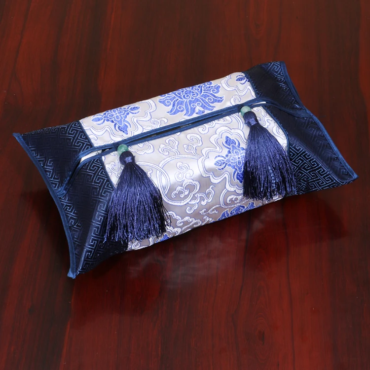 Tiktok  Hot Seller Handmade Fabric Brocade Tissue Box Set Tissue Box Set Tissue Box Set Napkin Box Set Restaurant Toilet Tissue