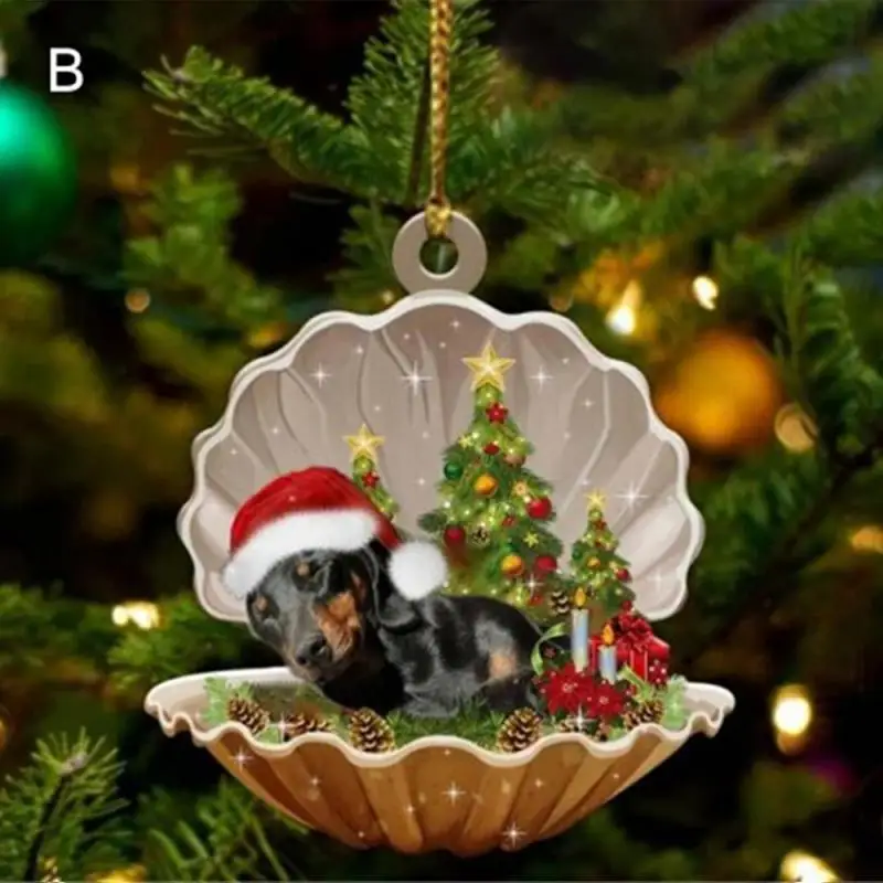 Christmas Cute Puppy Dog Shell Hanging Pendants Xmas Tree Drop Ornament 2024 Happy New Year Merry Christmas Home Decor