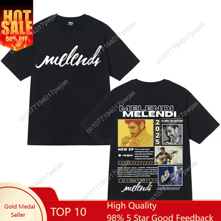 

Rapper Melendi Tour 2025 Double Sided Graphics T Shirts Mens Fashion Cotton Tshirt Cozy Oversized Short Sleeve T Shirt Fans Gift