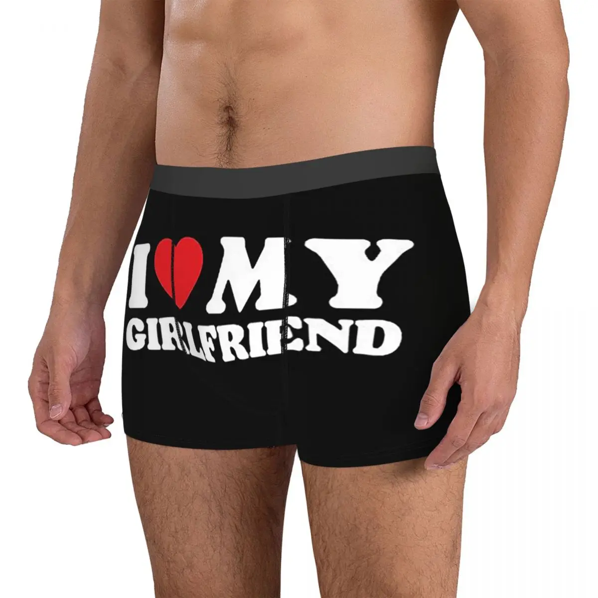 Boxer Underpants Shorts I Love My Girlfriend Panties Men Ventilate Underwear for Homme Man Boyfriend Gifts