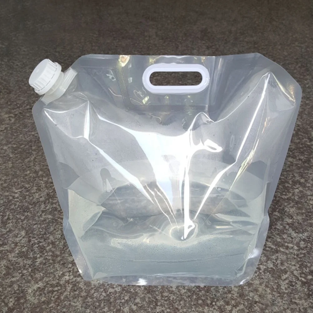 5L في الهواء الطلق حقيبة المياه حاوية مياه قابلة للطي للتخييم التنزه نزهة الصيد الصيد بقاء المحمولة تخزين حمل واضح