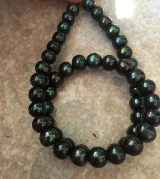 stunning 11-12mmAAA freshwater round black green pearl necklace 18inch 925silver