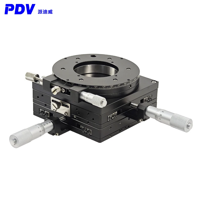 PT-21R100 manual mesa de deslocamento 3D 360 graus áspero ajuste fino mesa deslizante eixo XY viagem 15mm
