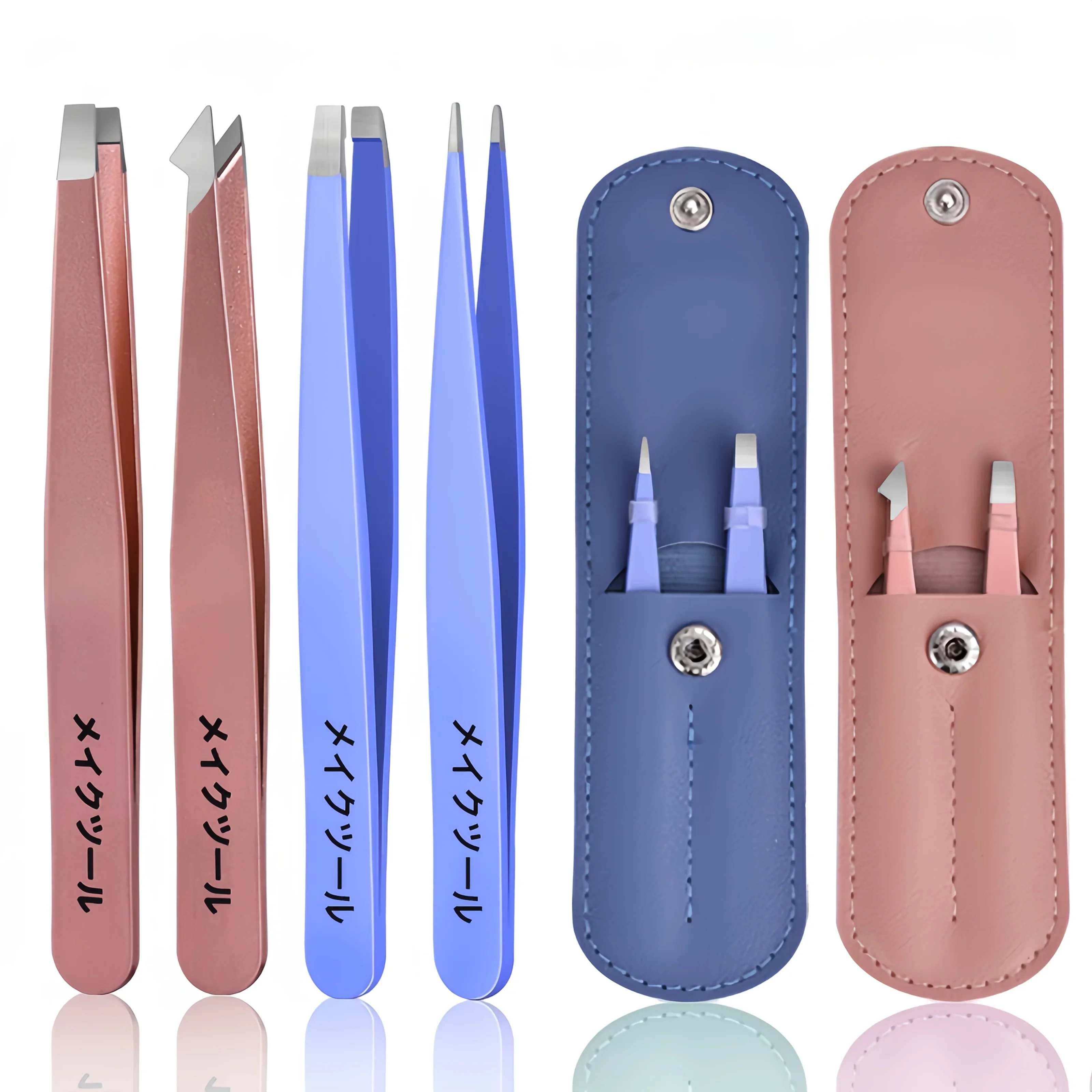 전문가용 스테인리스 스틸 눈썹 족집게 2개, 눈썹 이식 및 속눈썹 시술용 고강도 정밀 팁, 무통증 제모