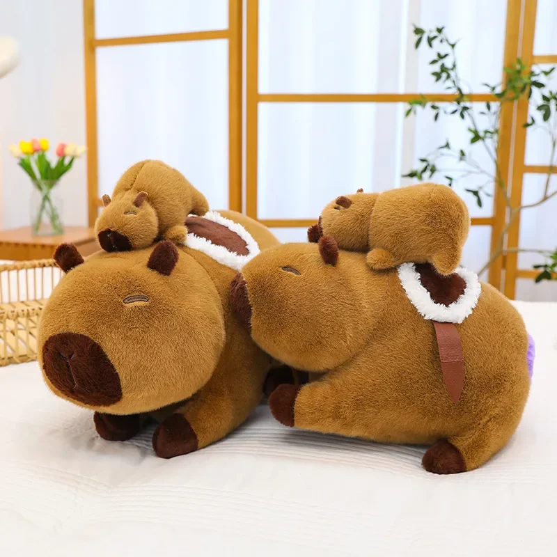 Cute Kapibara Mother and Child Plush Toys Plush Capybara Doll Kids 28cm Plush Toys Kawaii Animal Toy Children's Birthday Gift