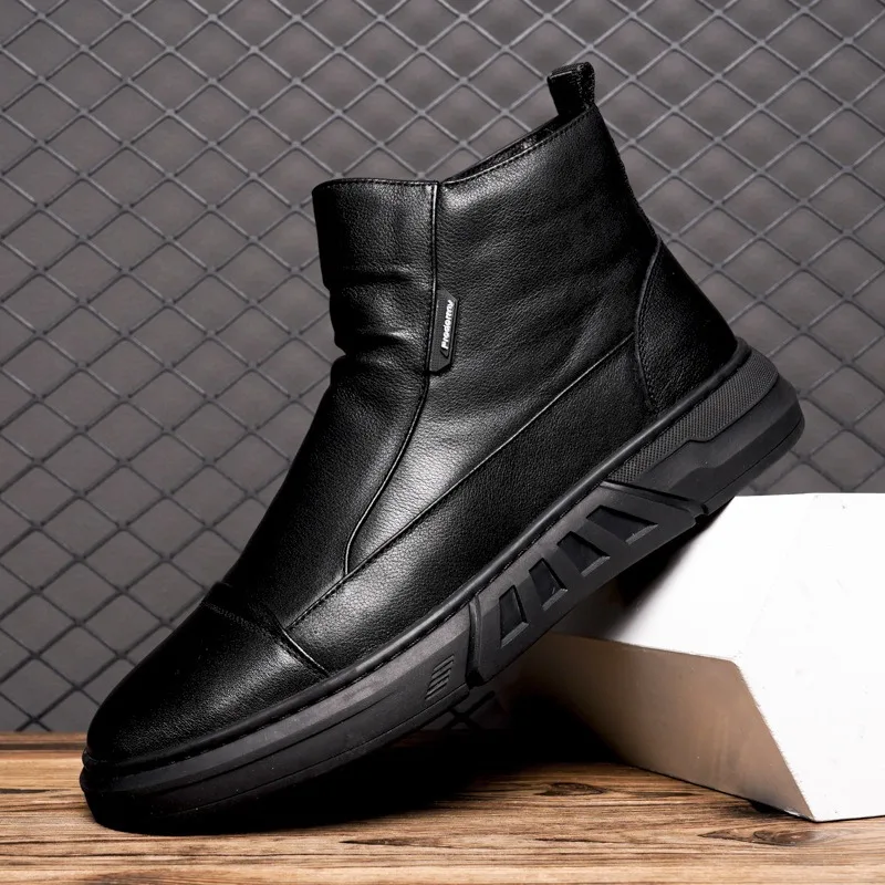 Classic Men Leather Boots Autumn Comfortable Wear-resistant High Top Casual Shoes Boot British Business Office Ankle Boot Spring