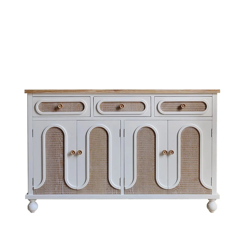 

Cream style retro solid wood light luxury decorative locker living room entry