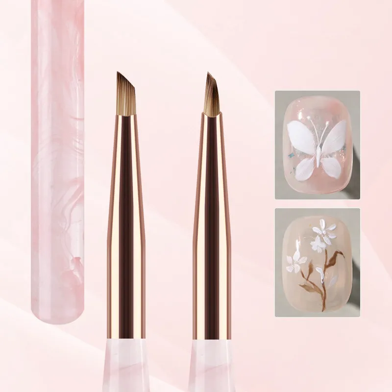 الثلاثي البتلة فرشاة الأظافر الاكريليك مسمار الفن بطانة فرشاة الخطوط الفرنسية المشارب شبكة زهرة اللوحة رسم PenManicure أدوات #2
