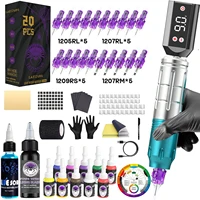 Kit de tatuaje LASTJUDG, Kit de pluma de tatuaje de aleación azul para maquillaje permanente, Kit de máquina de tatuaje, fuente de alimentación inalámbrica para tatuaje, Kit de tatuaje