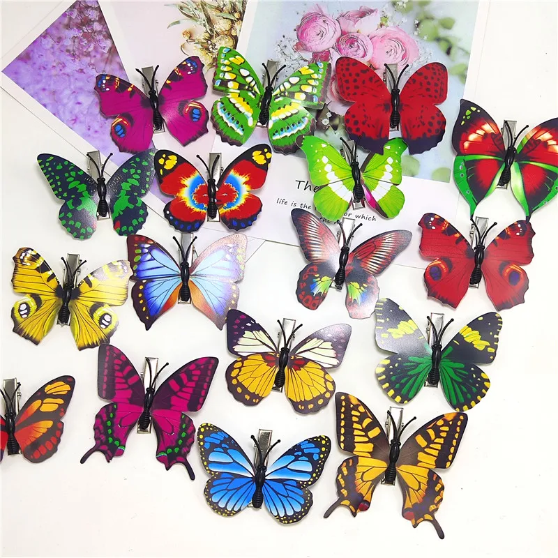 

12PCS/LOT Dazzling Colorful Butterfly Hairpins For Girls Clips Bohemian Scrunchy Korean Fashion Kids Barrettes Hair Accessories