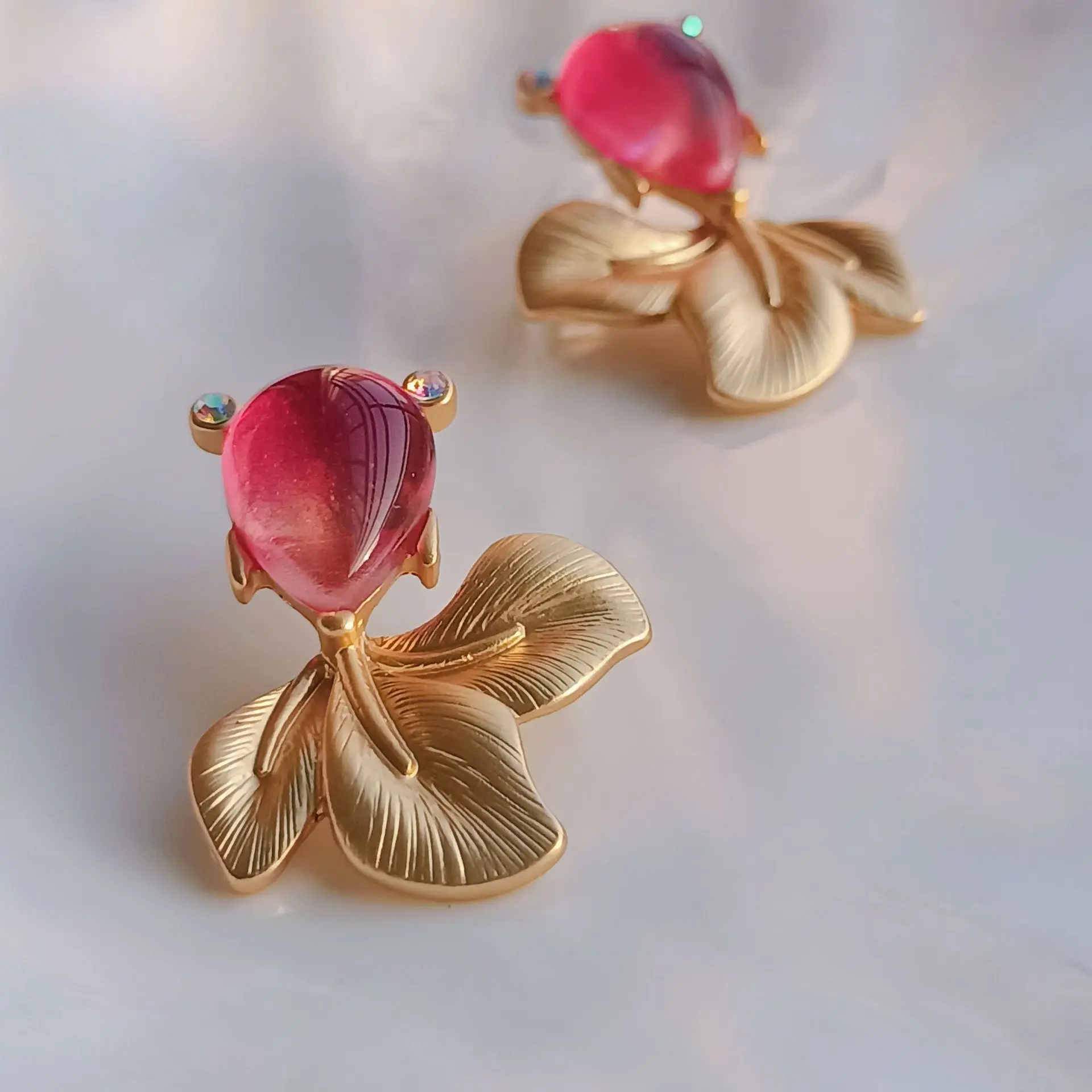 

Colorful glazed goldfish Symmetrical stud earrings for women