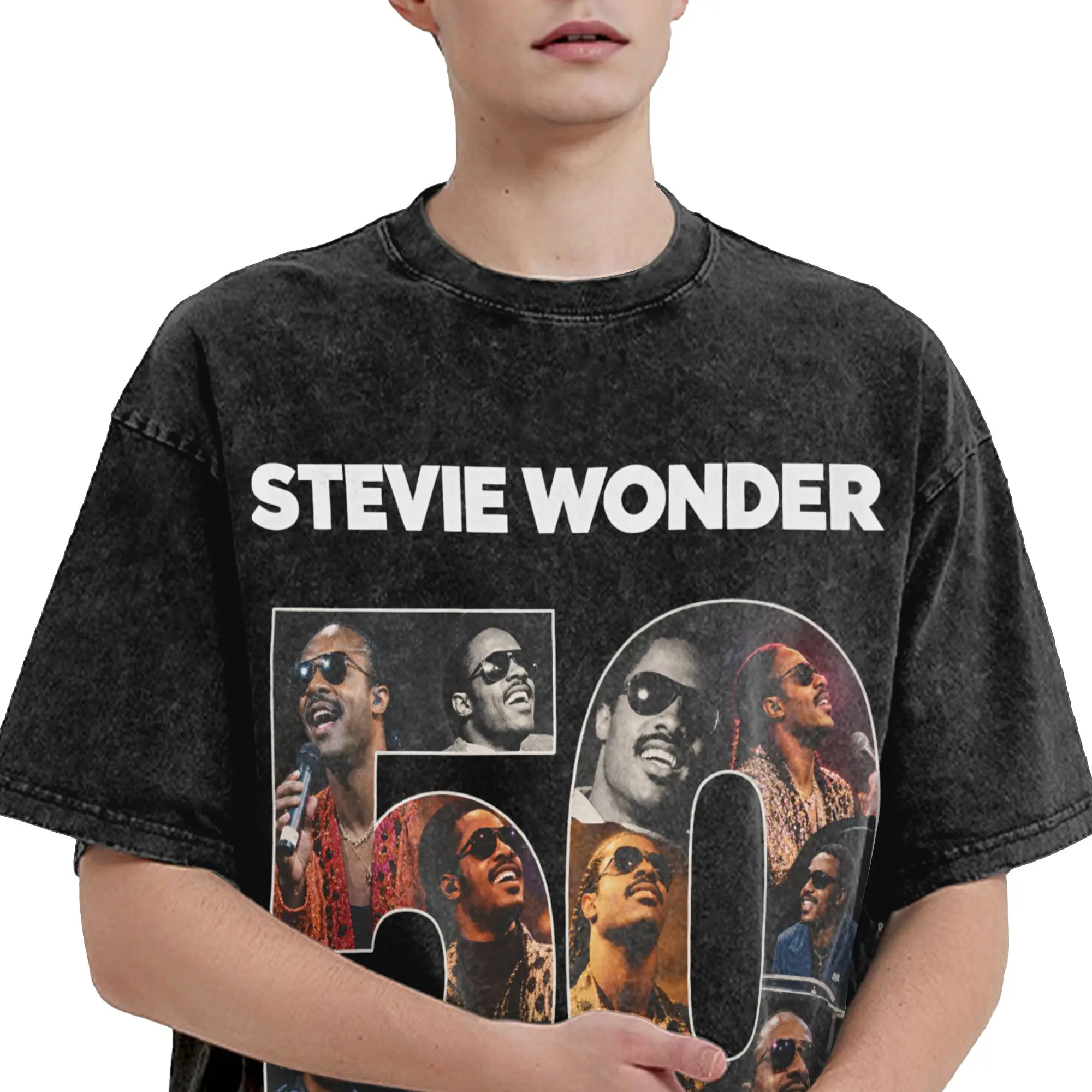 Stevie Wonder Songs in The Key of Life 50th Anniversary Tour  Merch Washed T Shirt for Men Women Streetwear Hip Hop