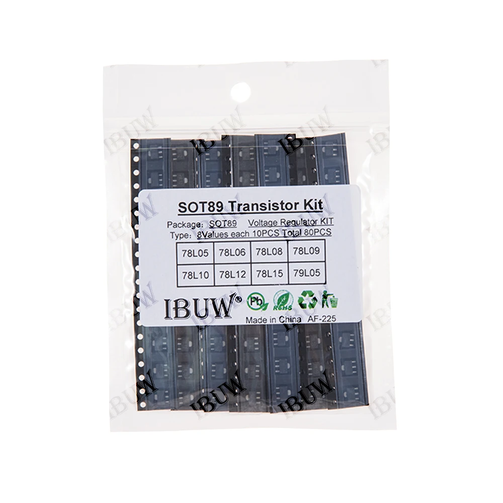 8Values 80PCS SOT89 Transistor Kit (78L05/78L06/78L12 etc.) Voltage Regulator for Arduino DIY Electronic Power Supply kit 78L09