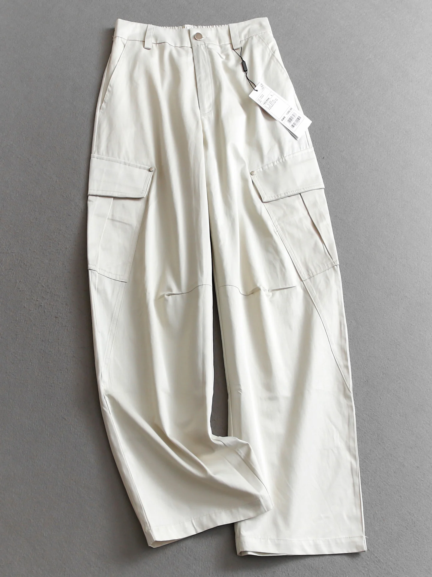High Waist Pure Color Side Pocket Casual Pants Women's Workwear Loose Fit Cotton Straight Leg Trousers Autumn New Style