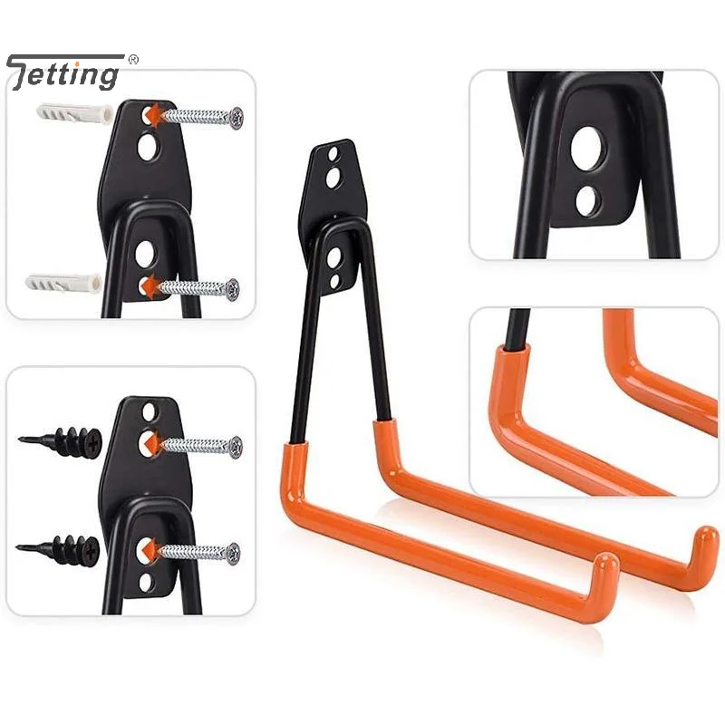 Heavy Duty Wall Mount Iron Hook Garage Organizer Bicycle Ladder Hanger Anti Slip For Garden Tools Home Workshop