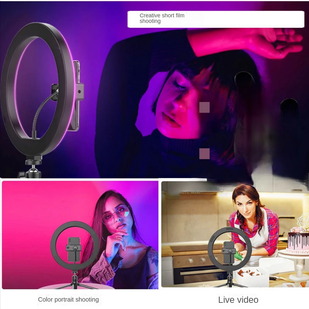 Usb10-Inch Support Professional RGB Colorful Fill Light Set Internet Celebrity Live Photography Desktop Selfie Beauty Lamp