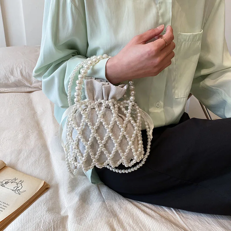 Sac à Main en Perles Style Français Tissé pour Femme, Sacoche à Bandoulière Assortie avec Tout, Design Élégant, Nouvelle Collection Été 2023