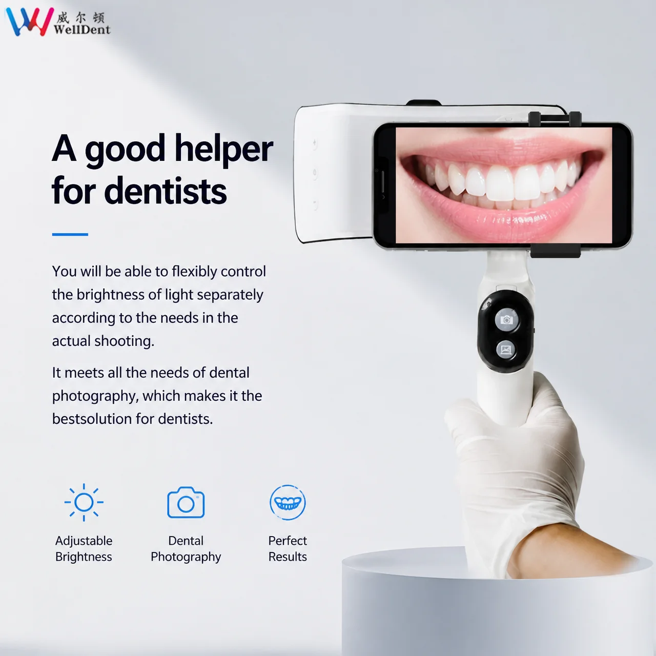 Dental Photography Light Treatment Light Brightness Adjustment Oral Filling Twin Flash Light Mobile Phone With Bluetooth