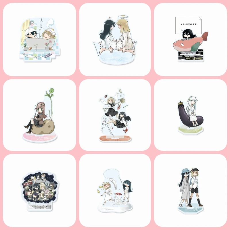 Mini soporte acrílico para Cosplay de última gira de Anime para niñas, figuras de Anime Shoujo Shuumatsu Ryokou, modelo de escritorio, accesorios de adorno, regalos de cumpleaños