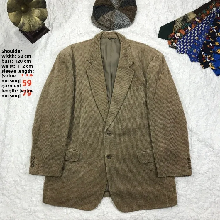 

Vintage Woolen Casual Men's Suit Oversize Chest Autumn Winter Leisure Faion Warm Long Sve Two Button Single Breach Coat