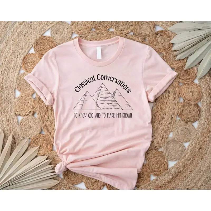 Classical Conversations To Know God and Make Him Known Pyramids T Shirt Tutor Homeschool Mom Conversation