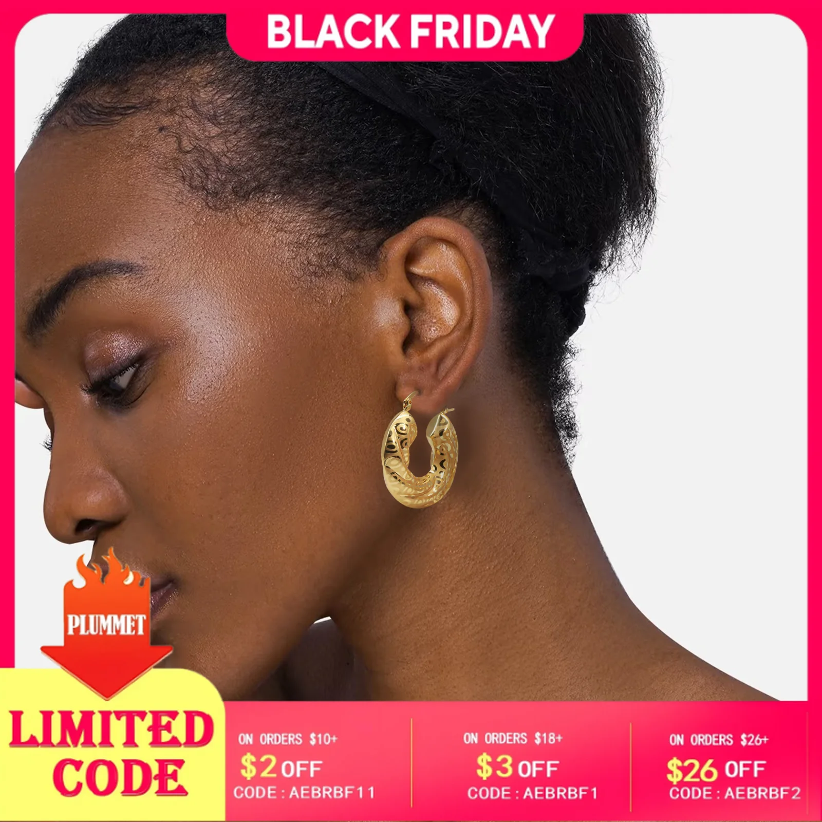 

YTJX 18K Gold-Plated Copper Gold Round Earrings, New Women's Fashionable and Unique Hoop Earrings, Wedding Party Gifts, Trendy