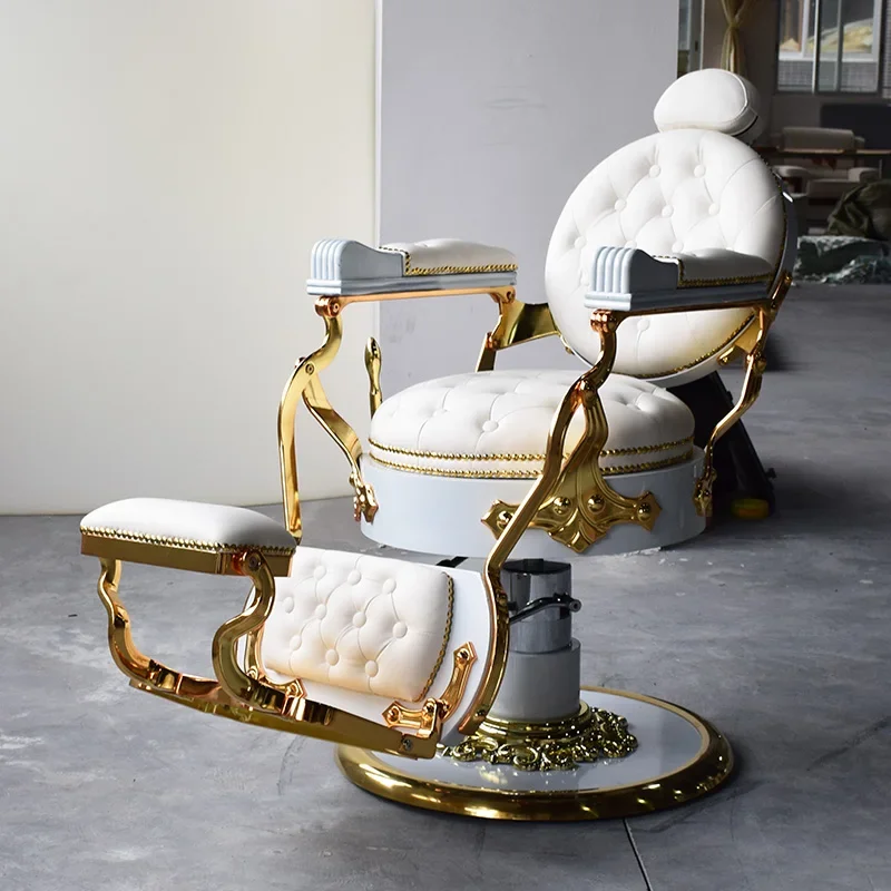 Vintage Platinum Luxury Beauty Salon Shaving Barber Chair Hydraulic RV Chair Salon Furniture