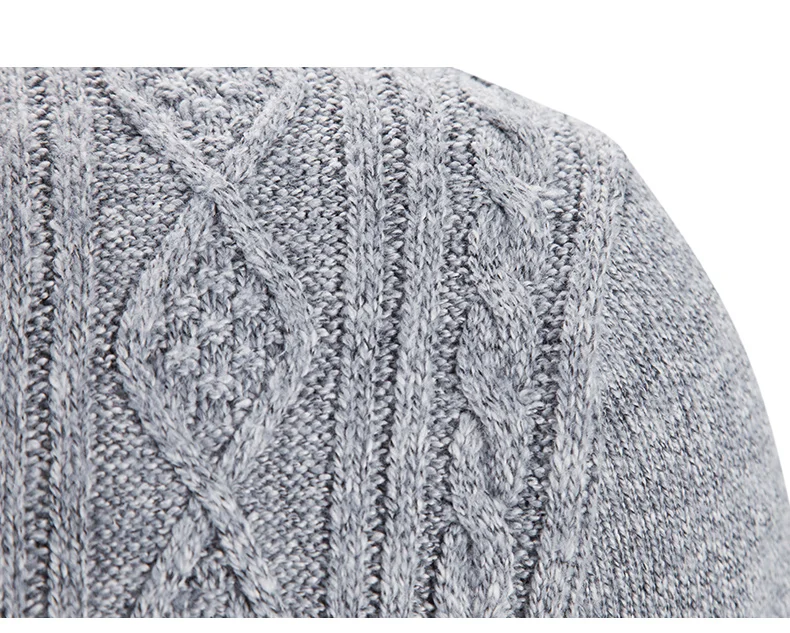 Winter Herbst Neue Pullover Stricken Zopf Strickjacke Männer Business Casual Jacke Zipper Up Einfarbig drehen-unten Mantel Fleece kleidung – Detail 12