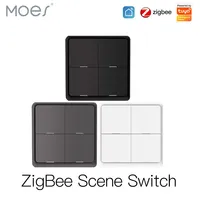 MOES 4-Gang ZigBee Wireless Scene Switch 12-Button, Battery Powered Smart Controller for Tuya Home Automation