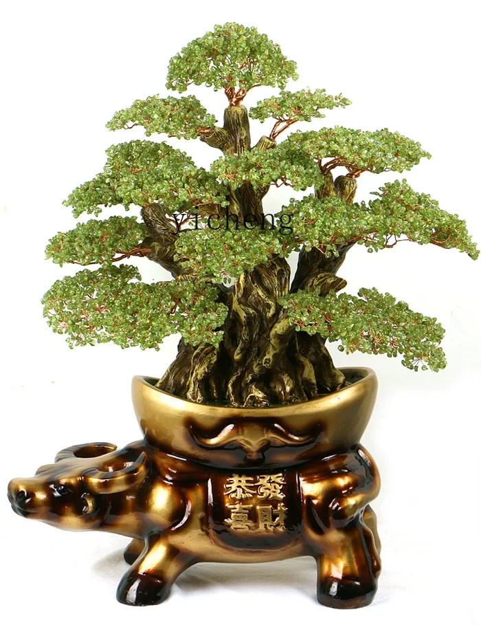 natural crystal tree housewarming gift cash tree cow fortune cow fortune tree lucky ornament