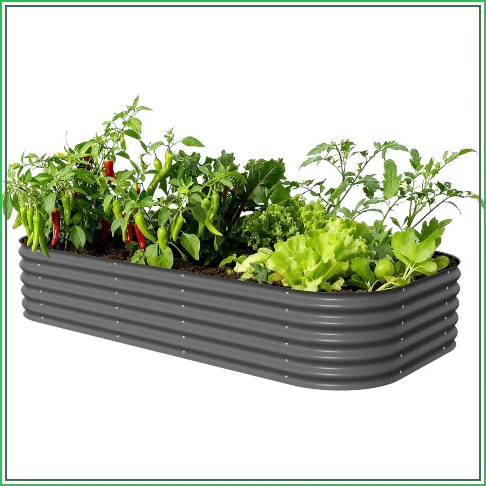 

17" Tall Modular Raised Garden Bed Kit, 10-in-1 Metal Planter Box for Vegetables, Flowers, Herbs, Modern Gray