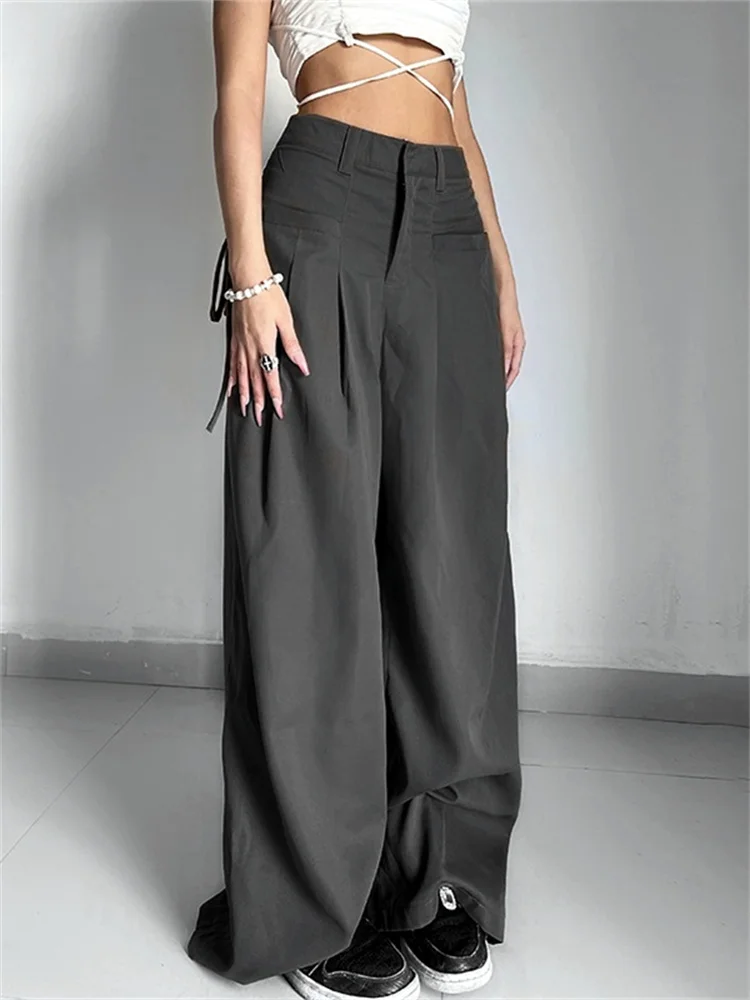 

Fashion Women Wide Leg Trousers High Waist Loose Straight Long Pants with Pocket Oversized Harajuku Wide Leg Pants Streetwear