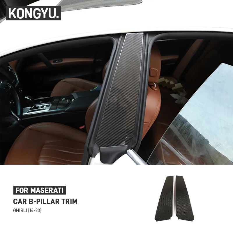 For Maserati Ghibli 2014-2023 Real Carbon Fiber Car Door B-pillar Panel Trim Cover Sticker External Decoration Accessories