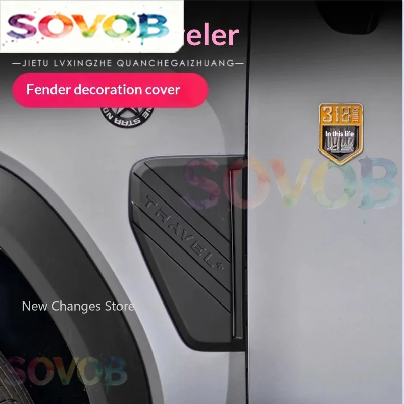 For Chery Jetour Traveler T2 23-25 Leaf Panel Decorative Cover Side Door Vent Modified With Black Warrior Side Emblem Decoration