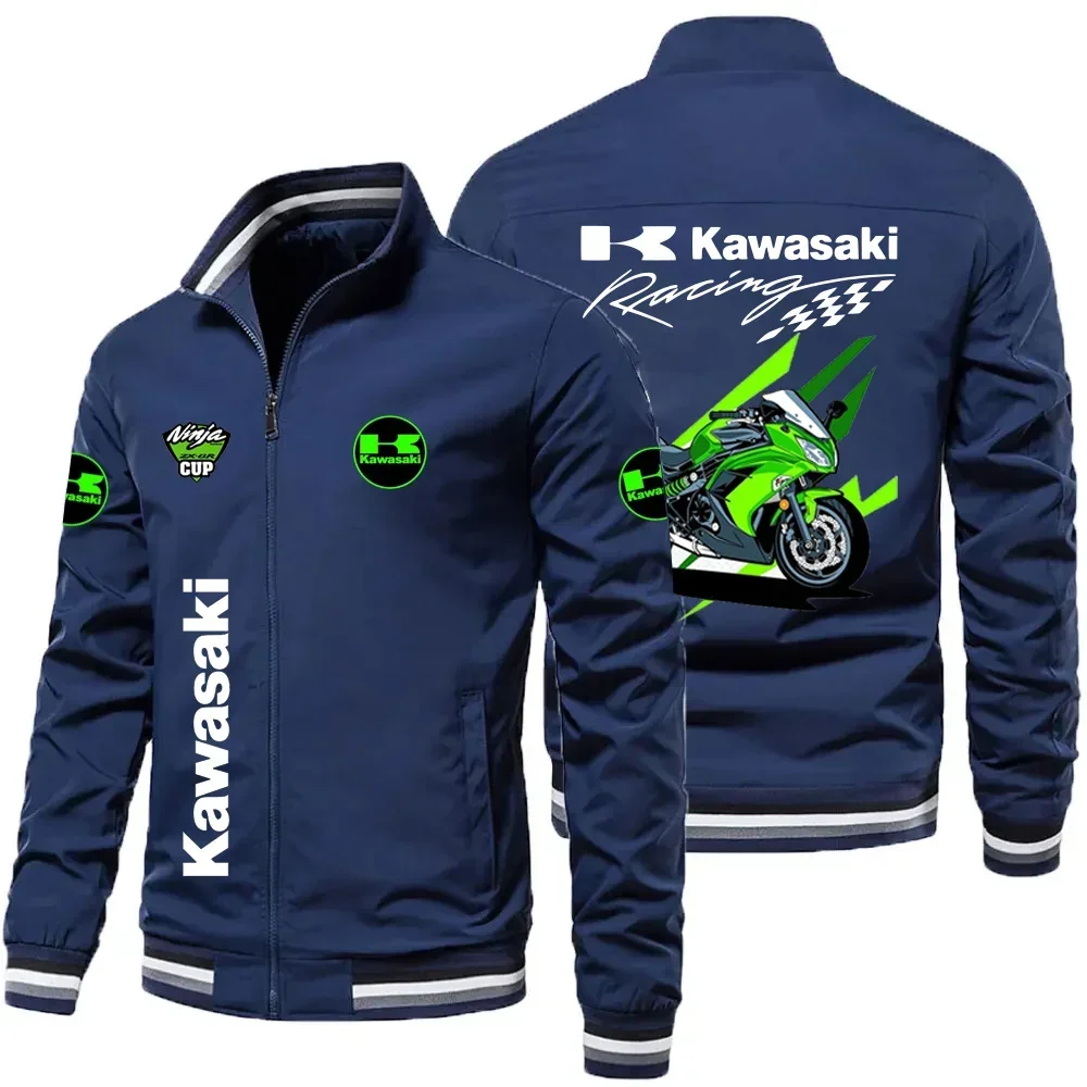 

2025 New Trendy Men's Kawasaki Logo Motorcycle Jacket Casual Harajuku Men Sportswear Racing Coat Road Cycling Windbreaker Tops