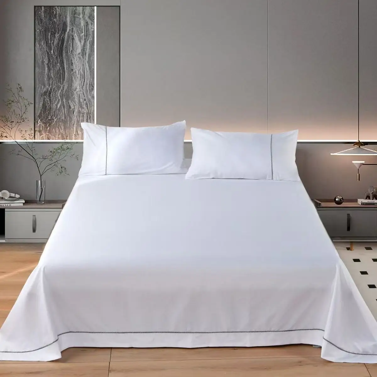 White 100% Cotton Bedsheet Thick Hotel Single Double Bed Sheet Set High-quality Flat Sheet Twin Queen King Bedding Home Textiles