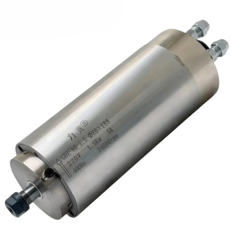 

Шпиндель с водяным охлаждением для резьбы, водонепроницаемый высокоскоростной двигатель шпинделя диаметром 80-220 В, 24000 об/мин, 1,5 кВт, шпиндель двигателя с ЧПУ