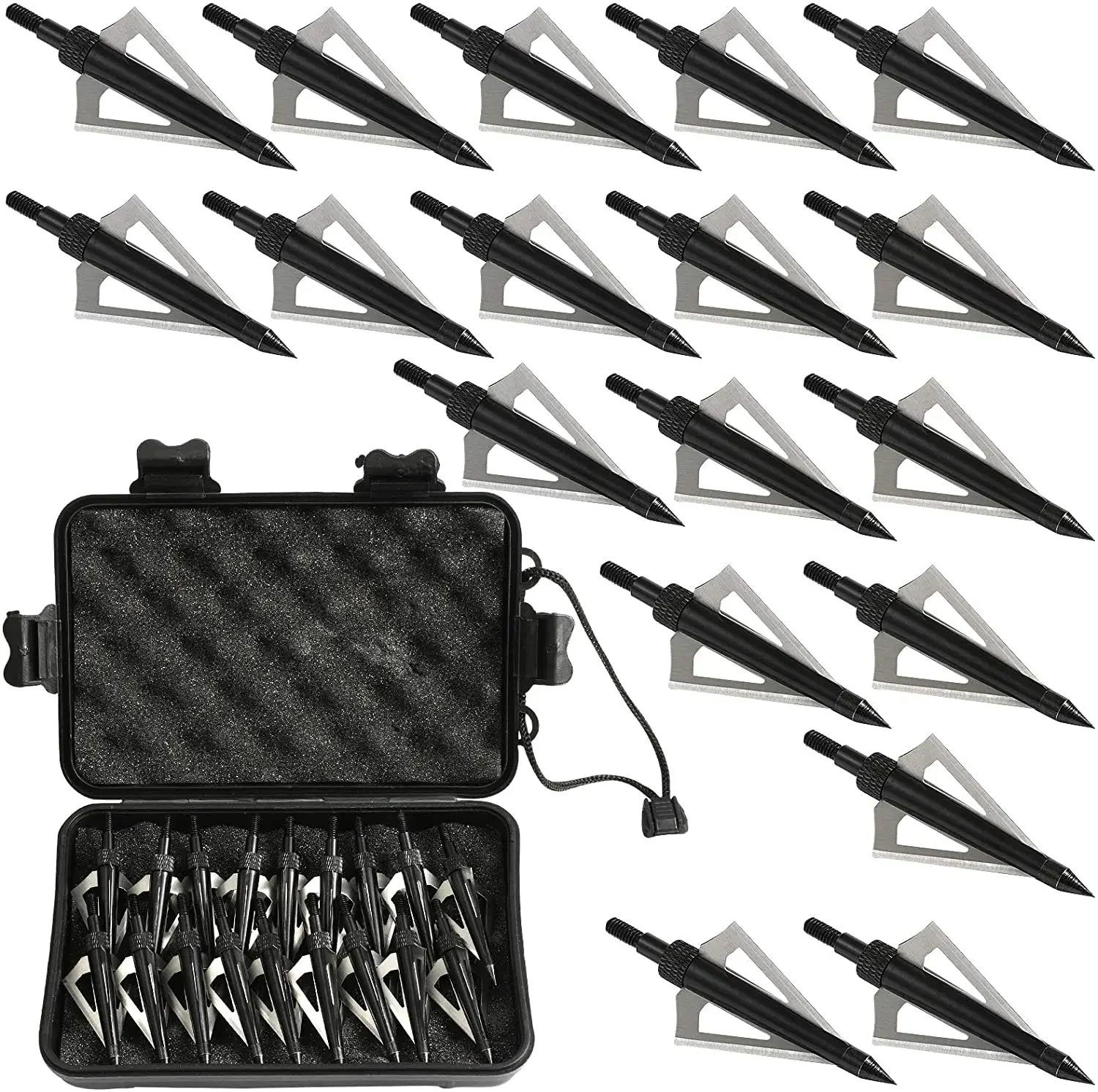 18pcs Broadheads 100/125 Grain 3 Fixed Blade Hunting Arrow Points Metal Compound Bow Archery Accessories