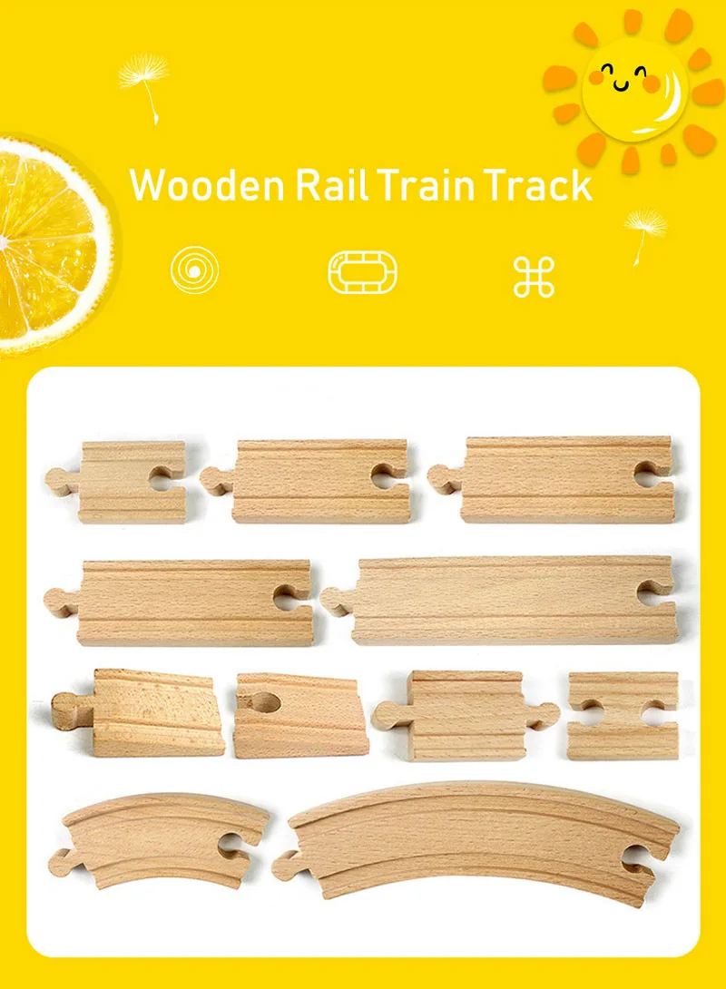 Neue Holzschiene Zubehör Buchenholz Zugschiene Eisenbahnspielzeug Passend für Biro Alle Markenschienen Lernspielzeug für Kinder – Detail 1