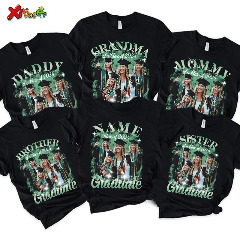 Class of 2025 Shirt Family Graduation Tshirt Grad Bootleg Custom Graduate Photo T-Shirt Personalized Tee Proud Family Shirts