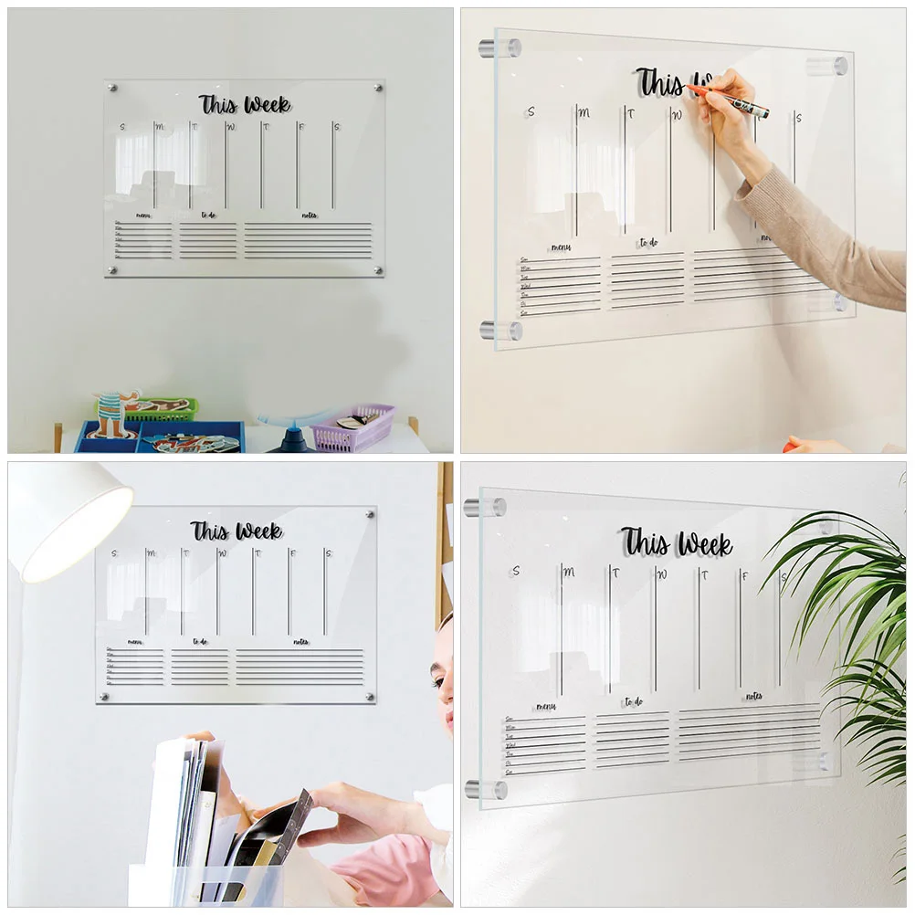 

1 set Acrylic Wall Transparent Memo Board Yearly Planner Clear Erasable Hanging Sign Calendar Wall Mounted Office Home Decor