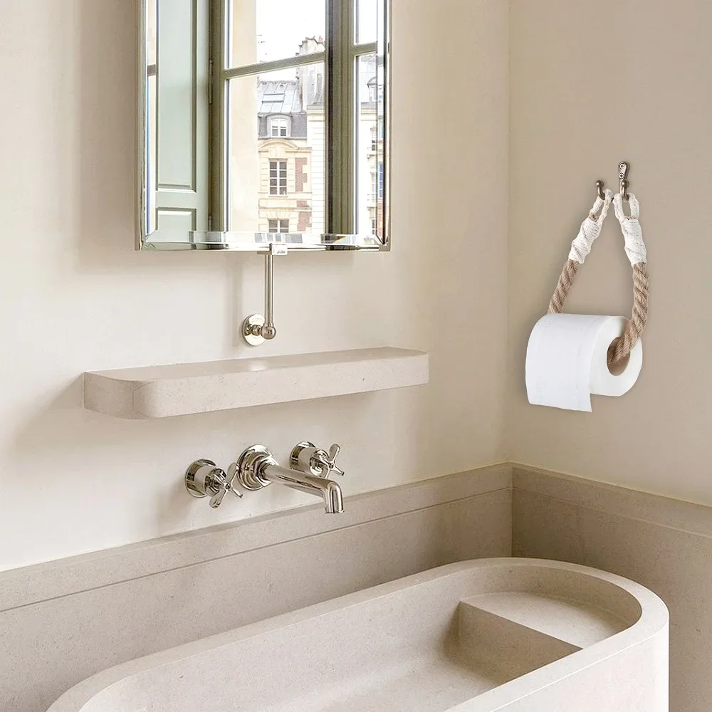 Retro Metal hook Paper Holders Towel Rack Bathroom Towel Hook Toilet Paper Holder Towel Rack Toilet Rope