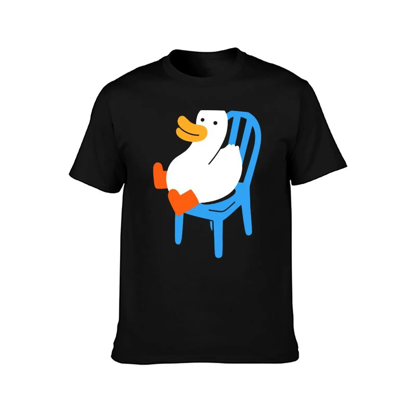 Duck Sitting in a Chair T-Shirt, Summer Casual Cotton Tee, Oversized Streetwear Tops, Vintage Graphic Print, Unisex Men Women