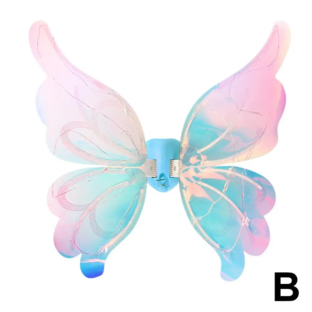 Children's Glowing Electric Butterfly Wing Halloween Luminous Wings Toy Butterfly Angel Elf Music Girl Fairy Moving Toy Gif F5L4