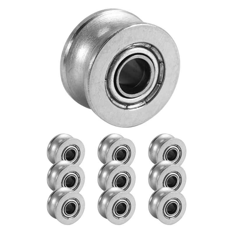 AB34-10Pcs U Groove Bearing U624ZZ Carbon Steel Durable V Groove Ball Bearing Pulley For Rail Track Linear Motion Systems
