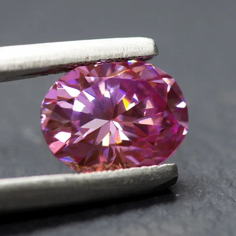 Moissanite pedra solta corte oval sakura cor rosa laboratório criado jóias de pedras preciosas anéis brincos fazendo com certificado gra