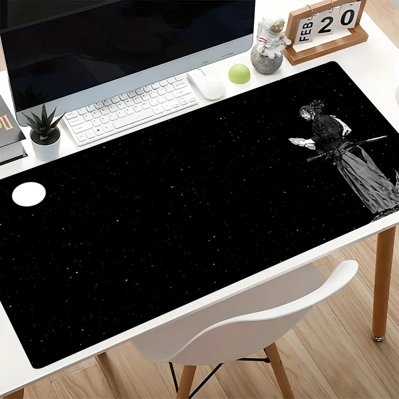 Black Mouse Pad eSports Game Players Speed Rubber Game Extended Desk Mat Japanese Samurai Warrior Mousepad Non-slip Keyboard Mat