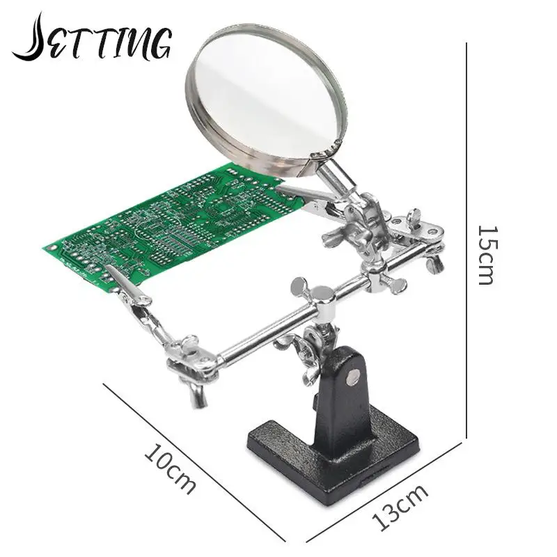 Helping Third Hand Tool Soldering Stand With 5X Welding Magnifying Glass 2 Alligator Clips 360 Degree Rotating Adju Repair Tool