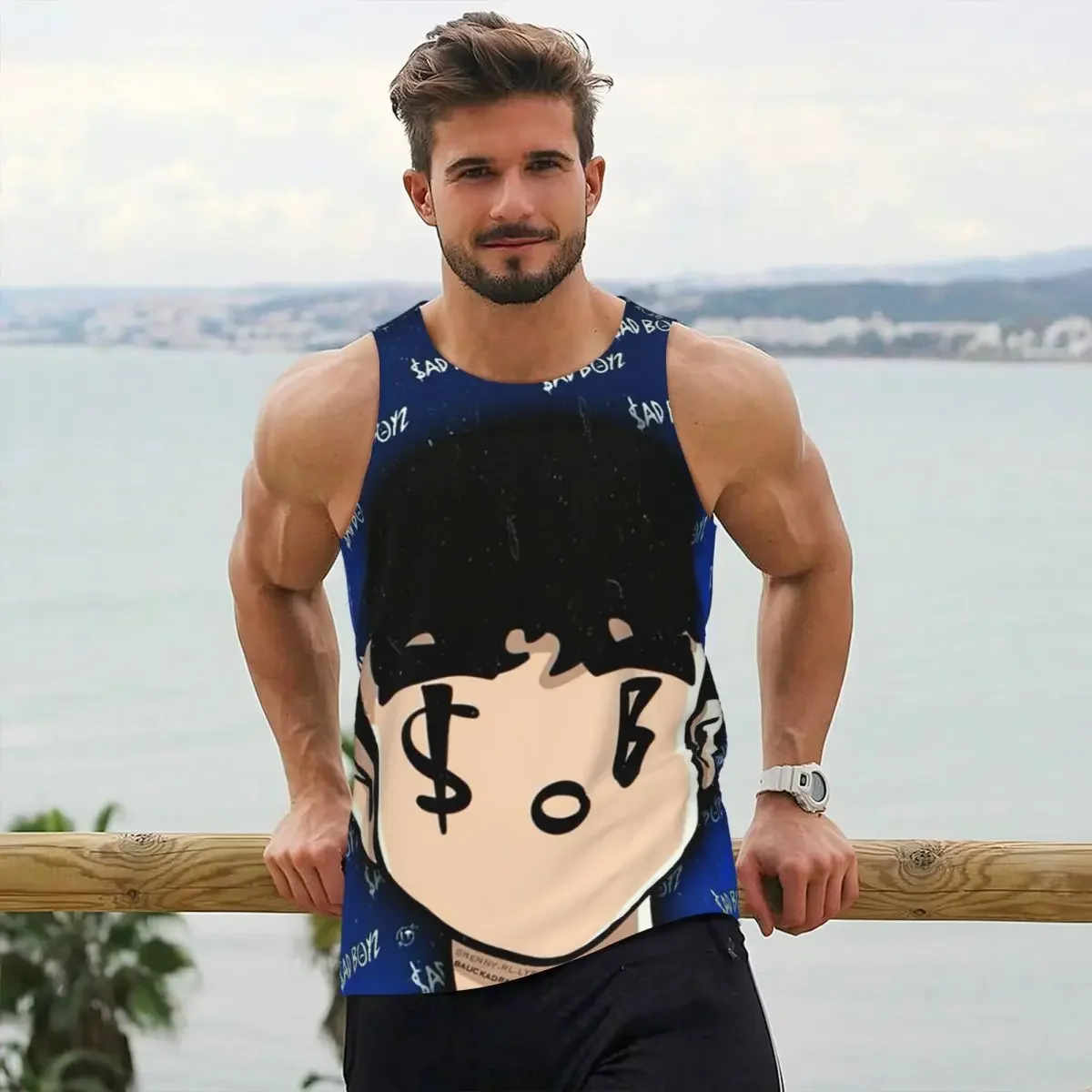 Junior H Sad Boyz Corridos Tumbados Mexico Gym Tank Bodybuilding Vest Fitness Sleeveless Tops Quick Men Workout Sports Clothing