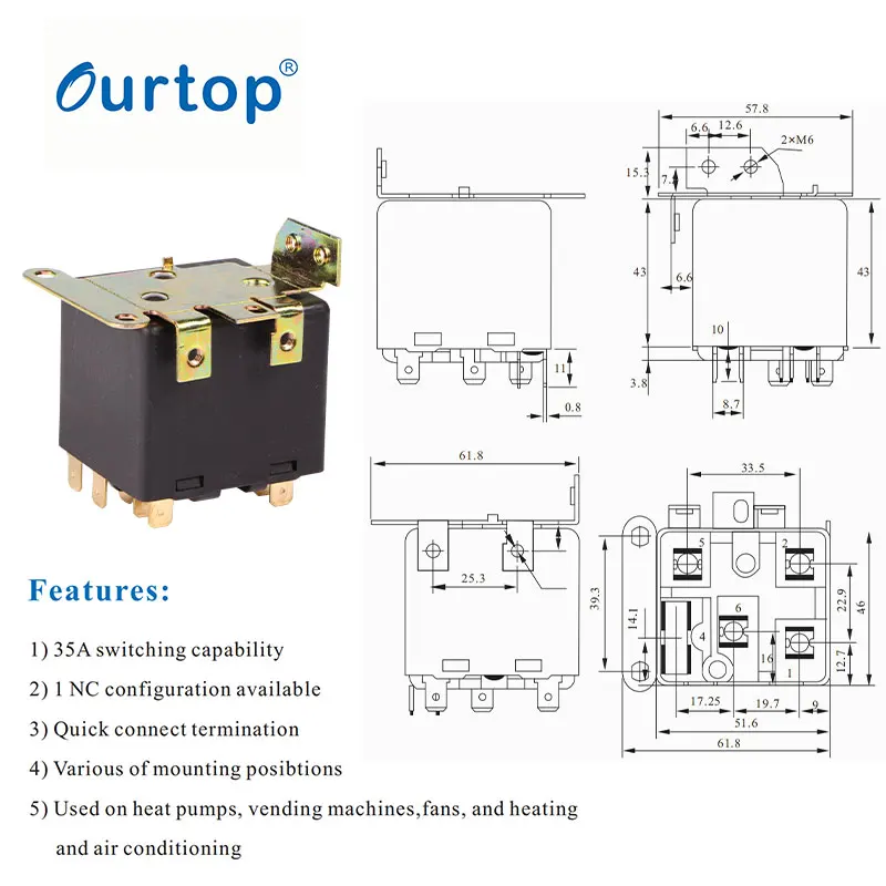 9Supco SUPR Universal Potential Relay, Single Phase,  Operating Voltage, 30 A Load Current Brand: Supco